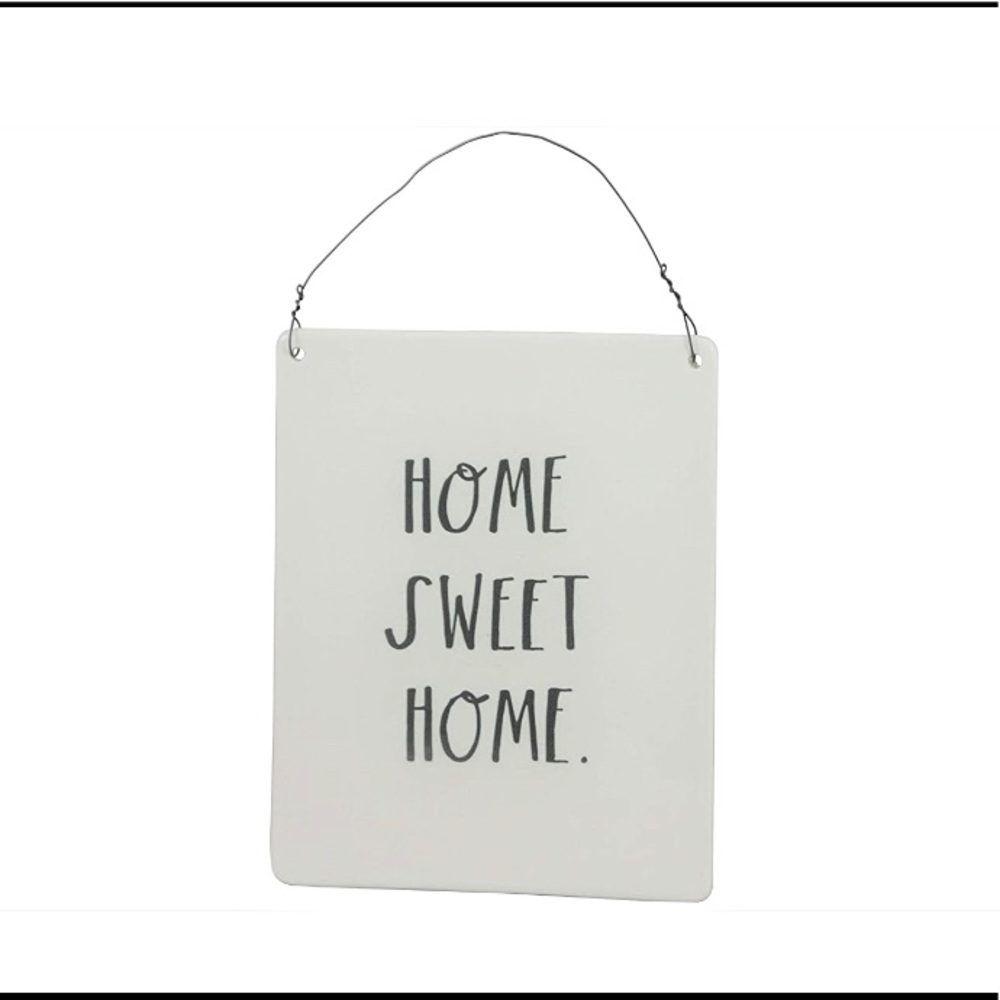 Rae Dunn ceramic “Home Sweet Home” sign.